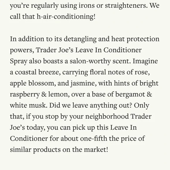 $9❤️🔥 Trader Joe's Leave-In Hair Conditioner 👩🏼 NEW Full Size - Picture 3 of 3